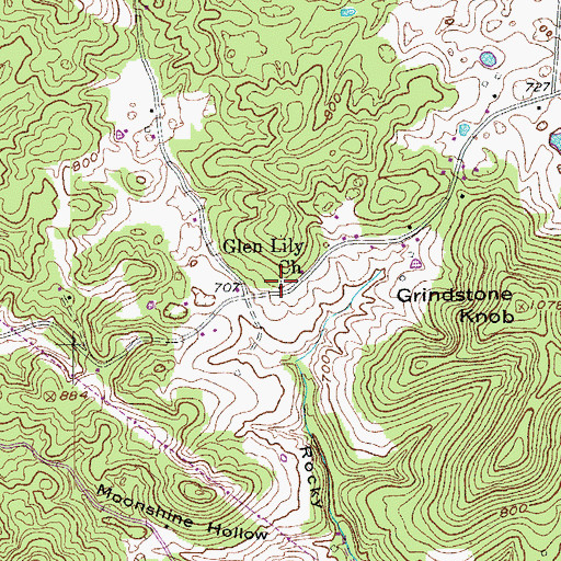 Topographic Map of Glen Lily Church, KY