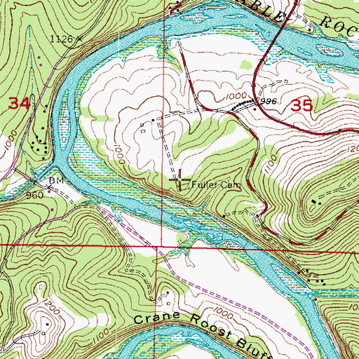 Topographic Map of Fuller Cemetery, AR