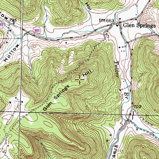 Topographic Map of Glen Springs Hill, KY