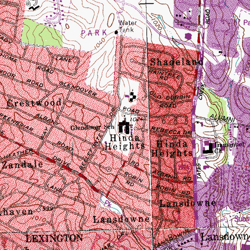 Topographic Map of Glendover Elementary School, KY