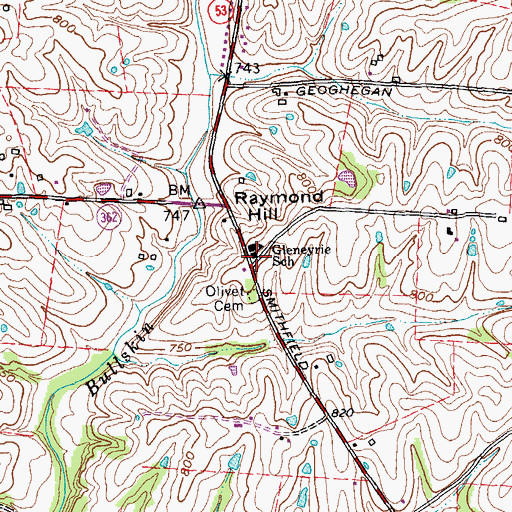 Topographic Map of Gleneyrie School, KY