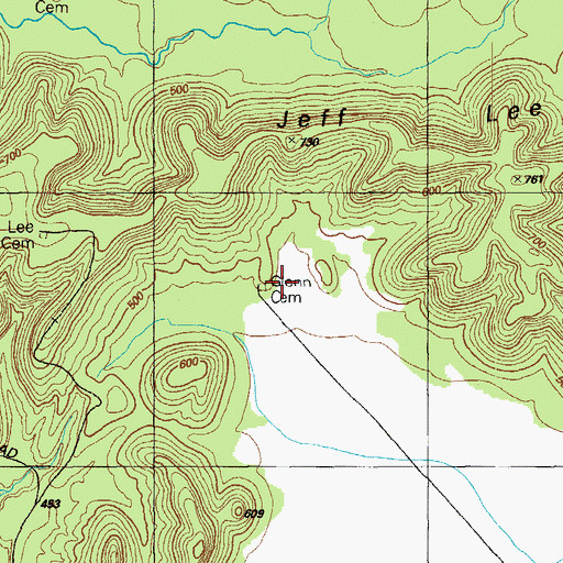 Topographic Map of Glenn Cemetery, KY