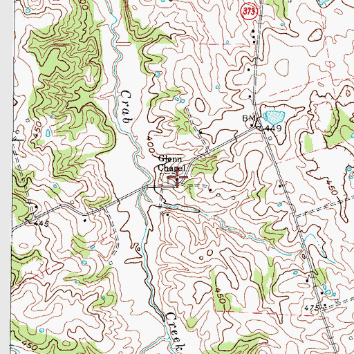 Topographic Map of Glenns Chapel Methodist Church, KY