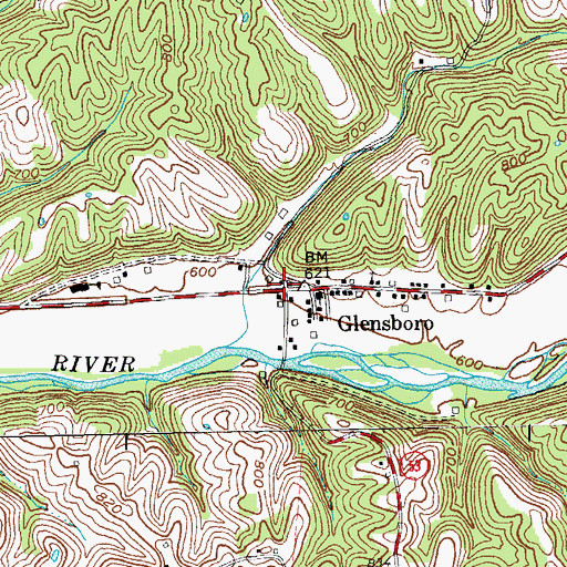Topographic Map of Glensboro, KY