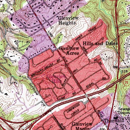 Topographic Map of Glenview Acres, KY