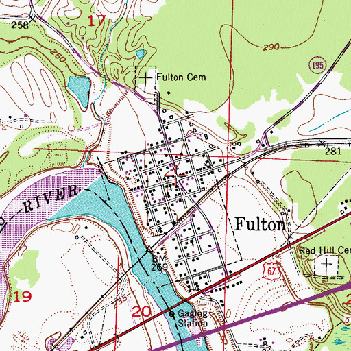 Topographic Map of Fulton, AR