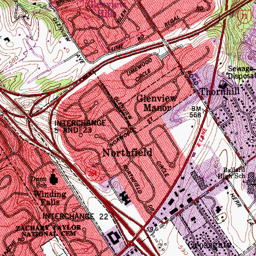Topographic Map of Glenview Manor, KY