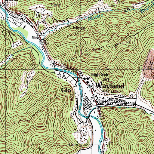 Topographic Map of Glo, KY