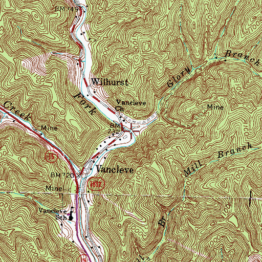 Topographic Map of Glory Branch, KY