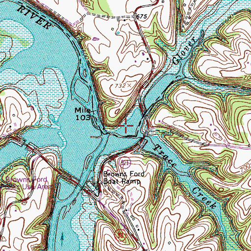 Topographic Map of Glover Creek, KY