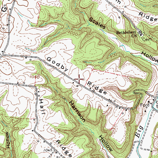 Topographic Map of Godby Ridge, KY