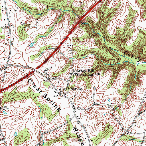 Topographic Map of Coffey Hill Friendship Church, KY