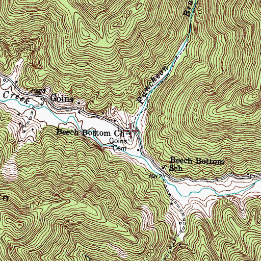 Topographic Map of Goins Cemetery, KY