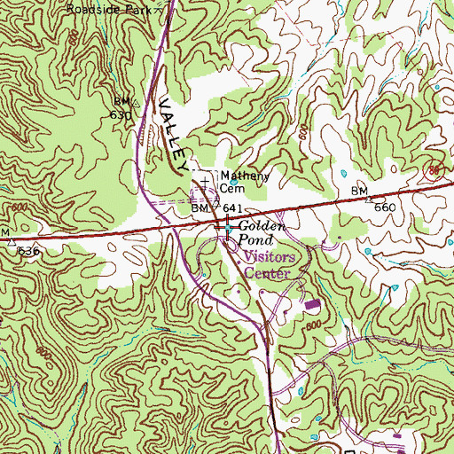 Topographic Map of Golden Pond, KY