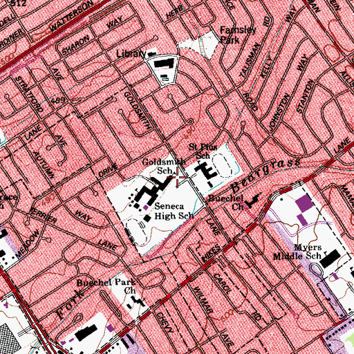 Topographic Map of Goldsmith School, KY