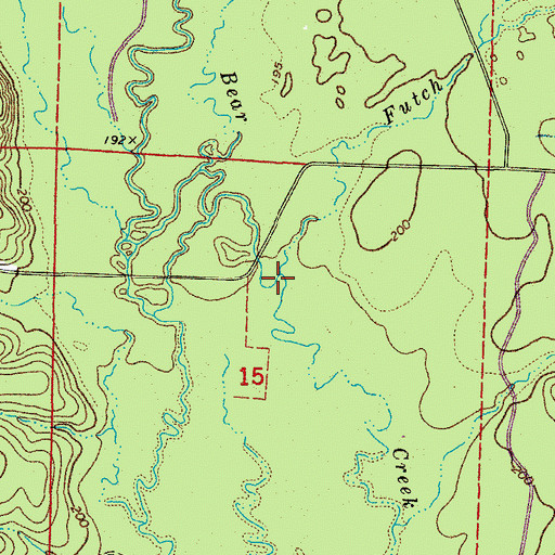 Topographic Map of Futch Branch, AR