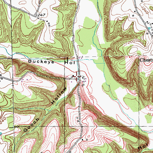 Topographic Map of Gooch Hollow, KY