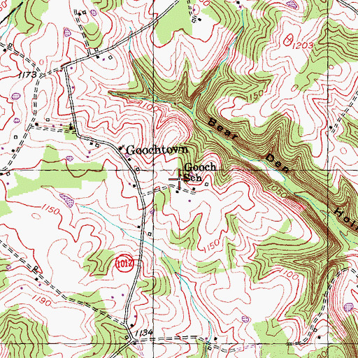 Topographic Map of Gooch School, KY