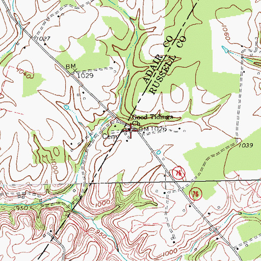 Topographic Map of Good Tidings Church, KY