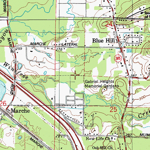Topographic Map of Gabriel Heights Memorial Gardens, AR