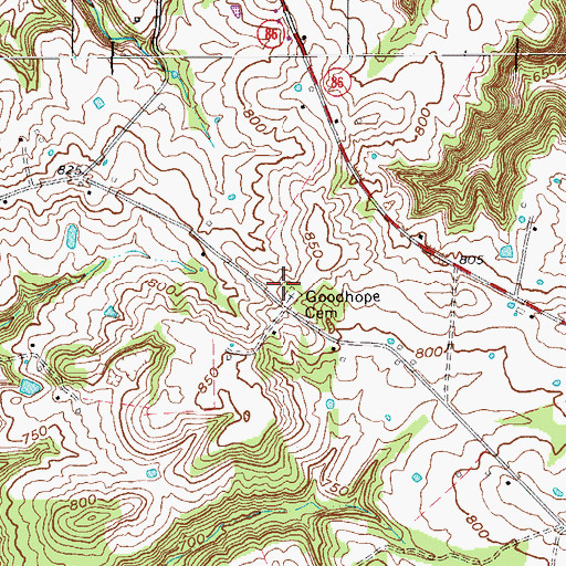 Topographic Map of Goodhope Cemetery, KY