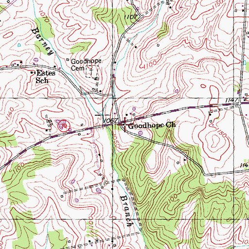 Topographic Map of Goodhope Church, KY