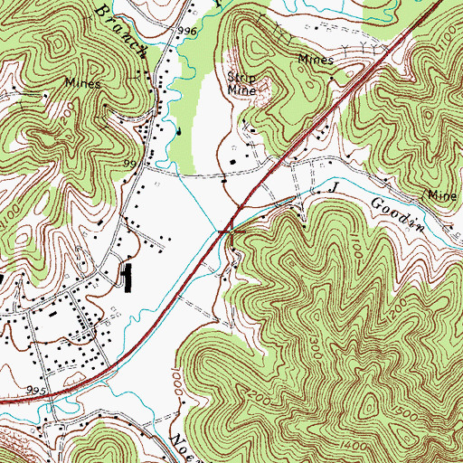 Topographic Map of Goodin Branch, KY