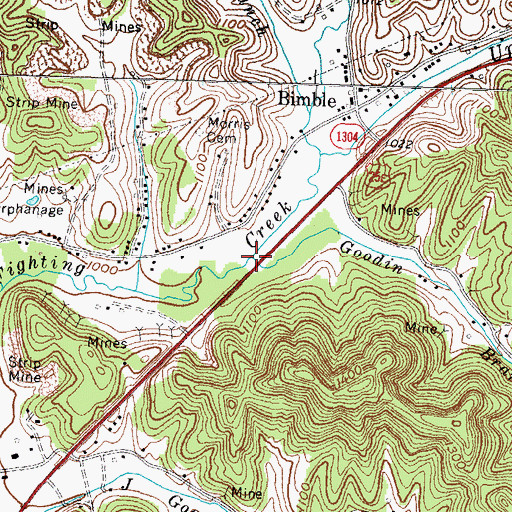 Topographic Map of Goodin Branch, KY