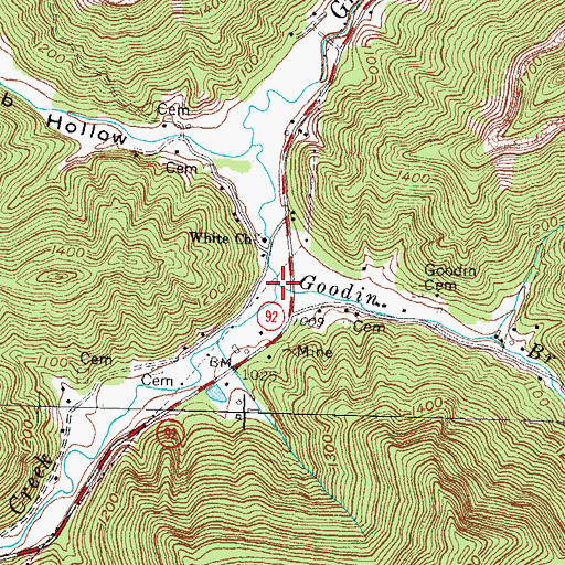 Topographic Map of Goodin Branch, KY