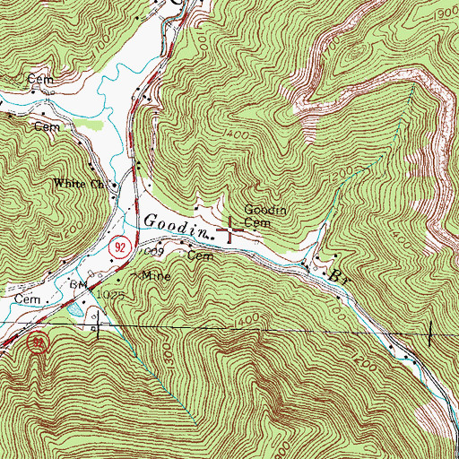 Topographic Map of Goodin Cemetery, KY