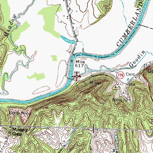 Topographic Map of Goodin Creek, KY