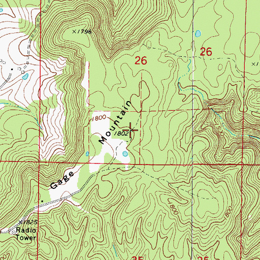 Topographic Map of Gage Mountain, AR