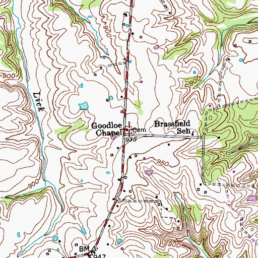 Topographic Map of Goodloe Chapel, KY