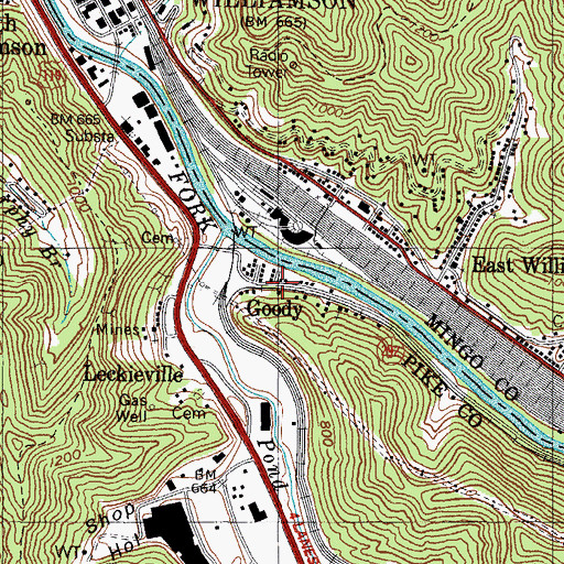Topographic Map of Goody, KY