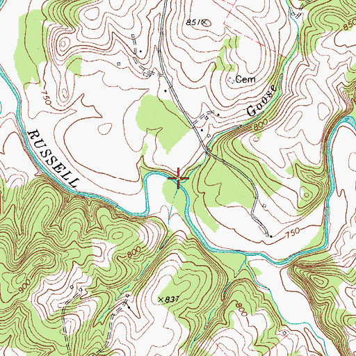 Topographic Map of Goose Branch, KY