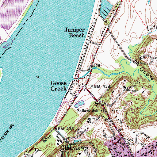 Topographic Map of Goose Creek, KY