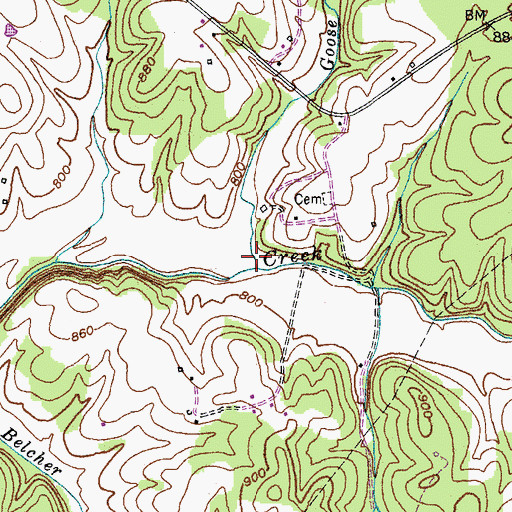 Topographic Map of Goose Creek, KY