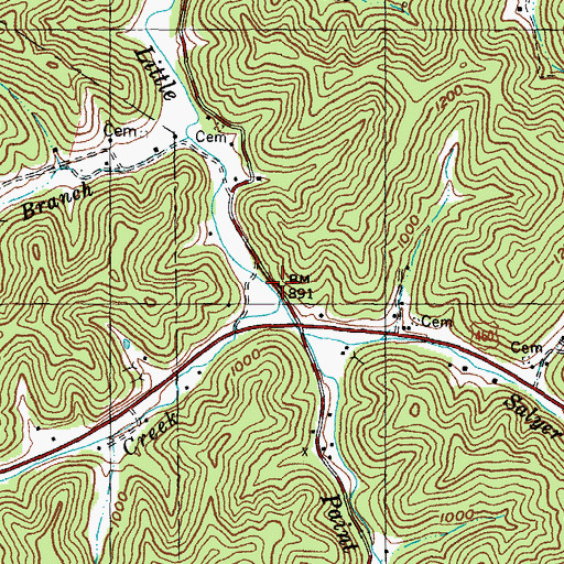 Topographic Map of Goose Creek, KY