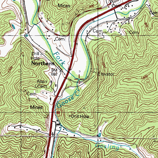 Topographic Map of Goose Creek, KY