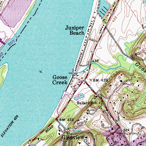 Topographic Map of Goose Creek, KY