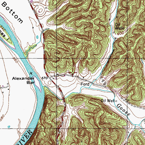 Topographic Map of Goose Creek School, KY
