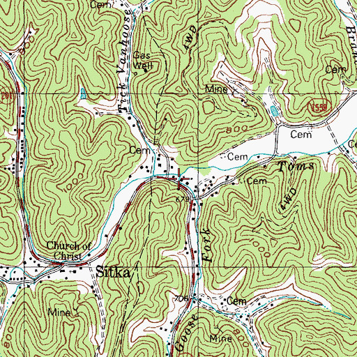 Topographic Map of Goose Fork, KY