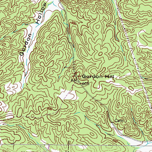 Topographic Map of Gordon Hill, KY