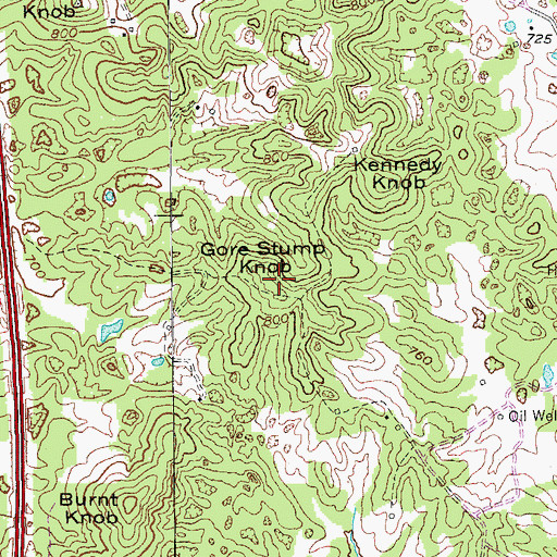 Topographic Map of Gore Stump Knob, KY