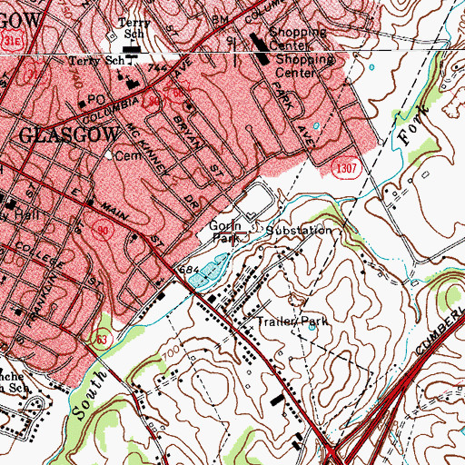Topographic Map of Gorin Park, KY