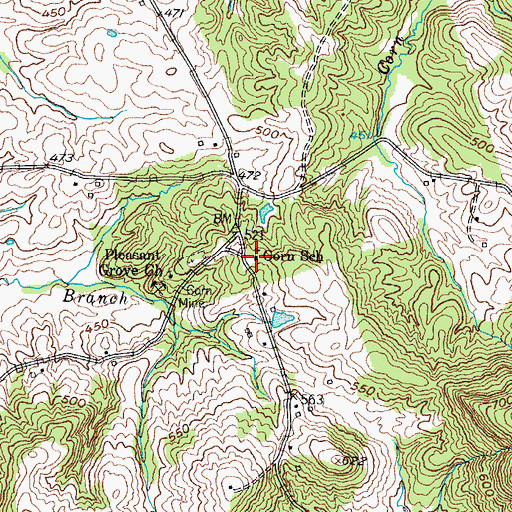 Topographic Map of Gorn School, KY