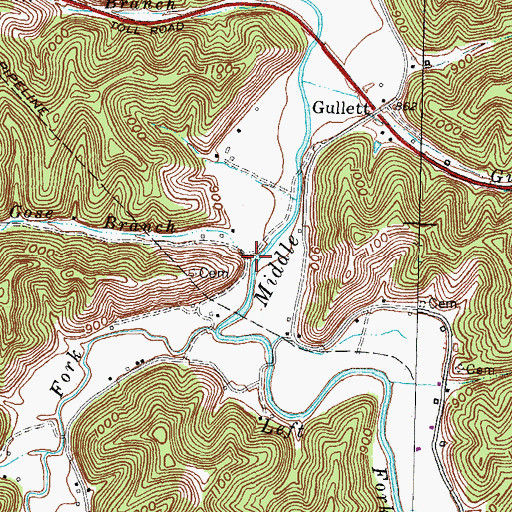 Topographic Map of Gose Branch, KY