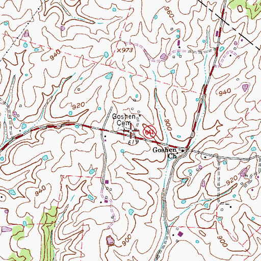 Topographic Map of Goshen Cemetery, KY