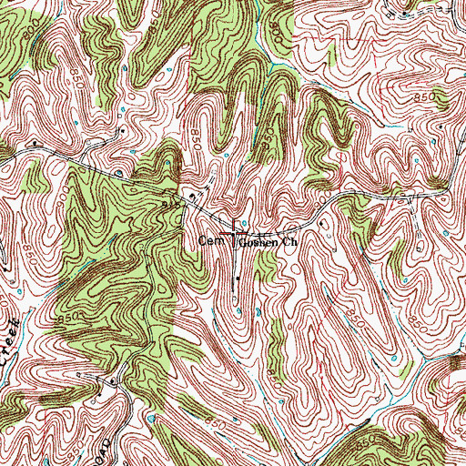 Topographic Map of Goshen Baptist Church, KY