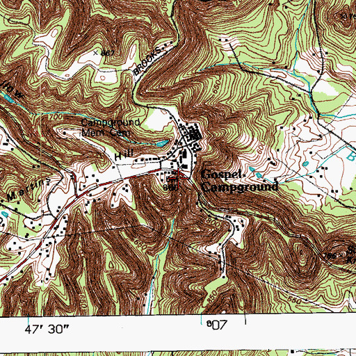 Topographic Map of Gospel Campground, KY
